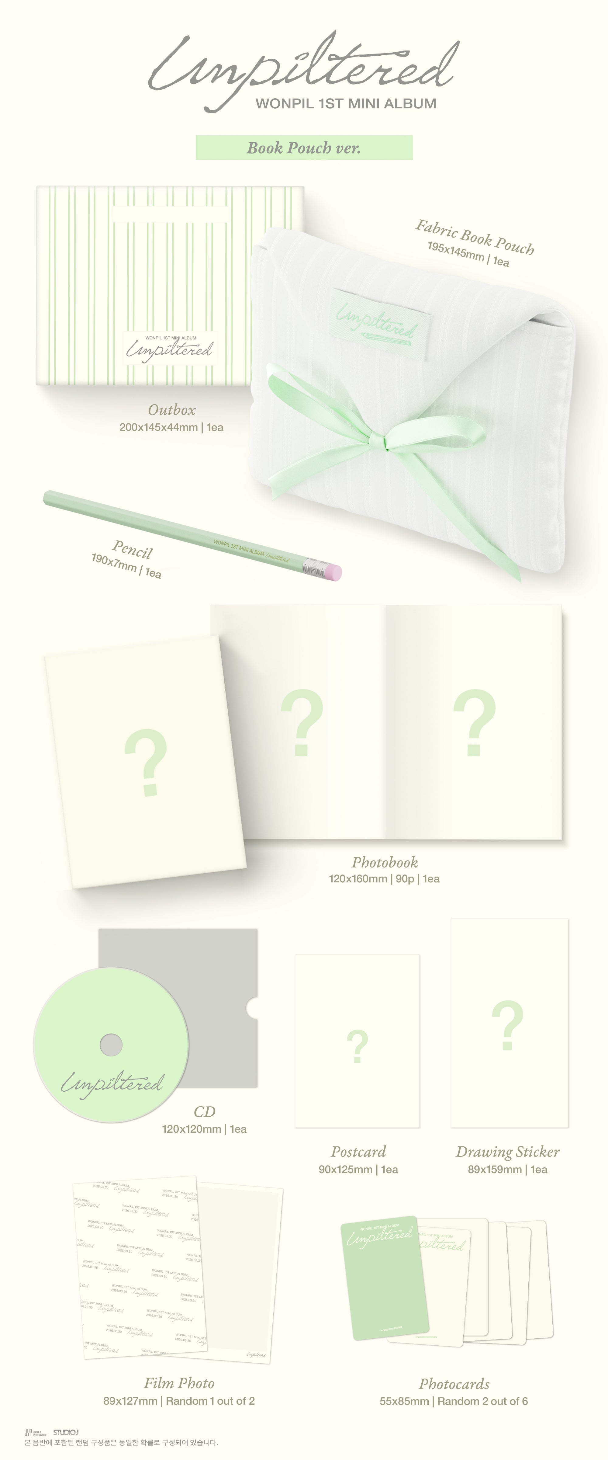 WONPIL (DAY6) - Unpiltered (1st Mini Album) Book Pouch Ver.