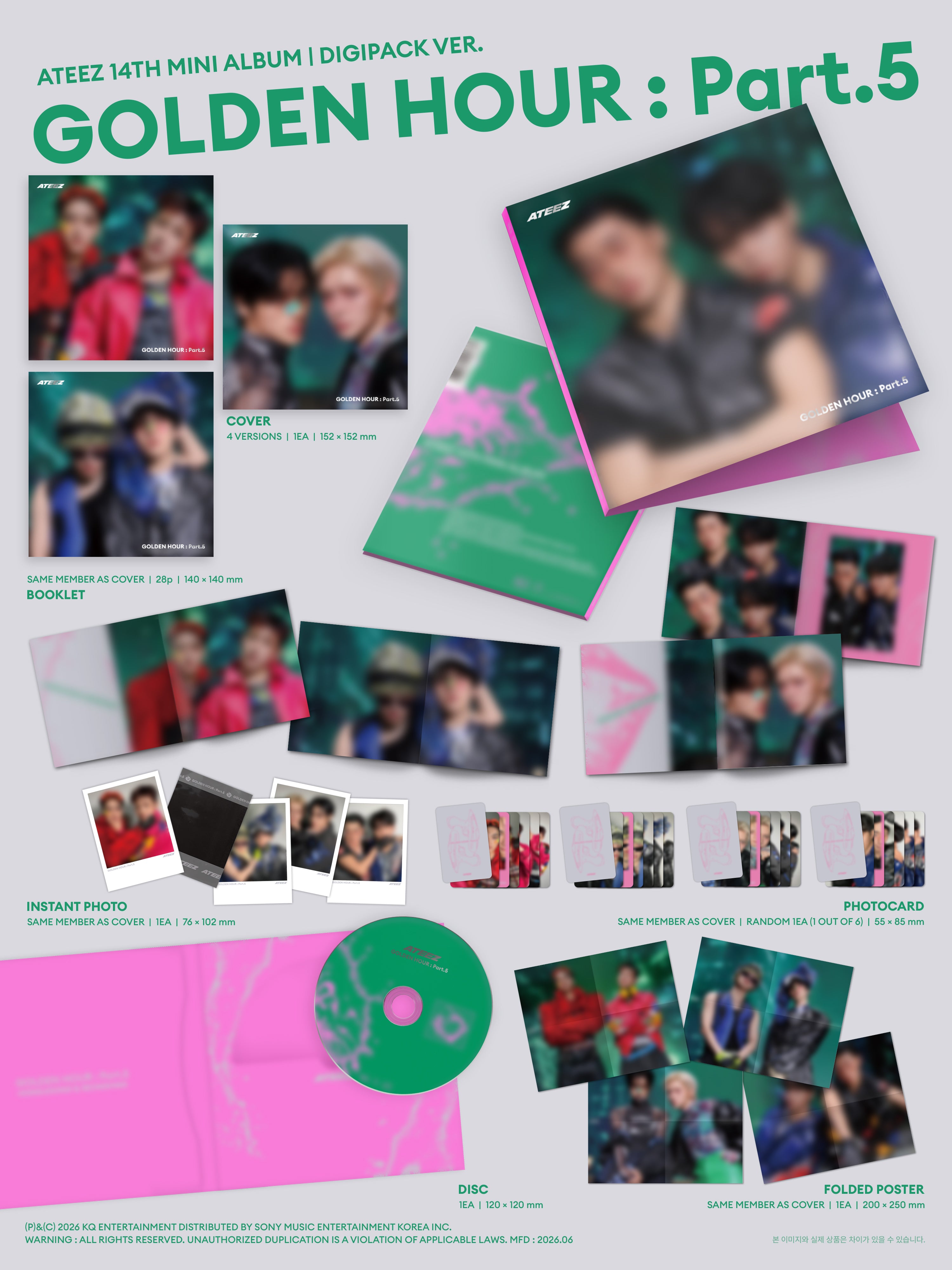 [PRE-ORDER] ATEEZ - GOLDEN HOUR : Part.5 (14th Mini Album) Digipack Unit Ver.