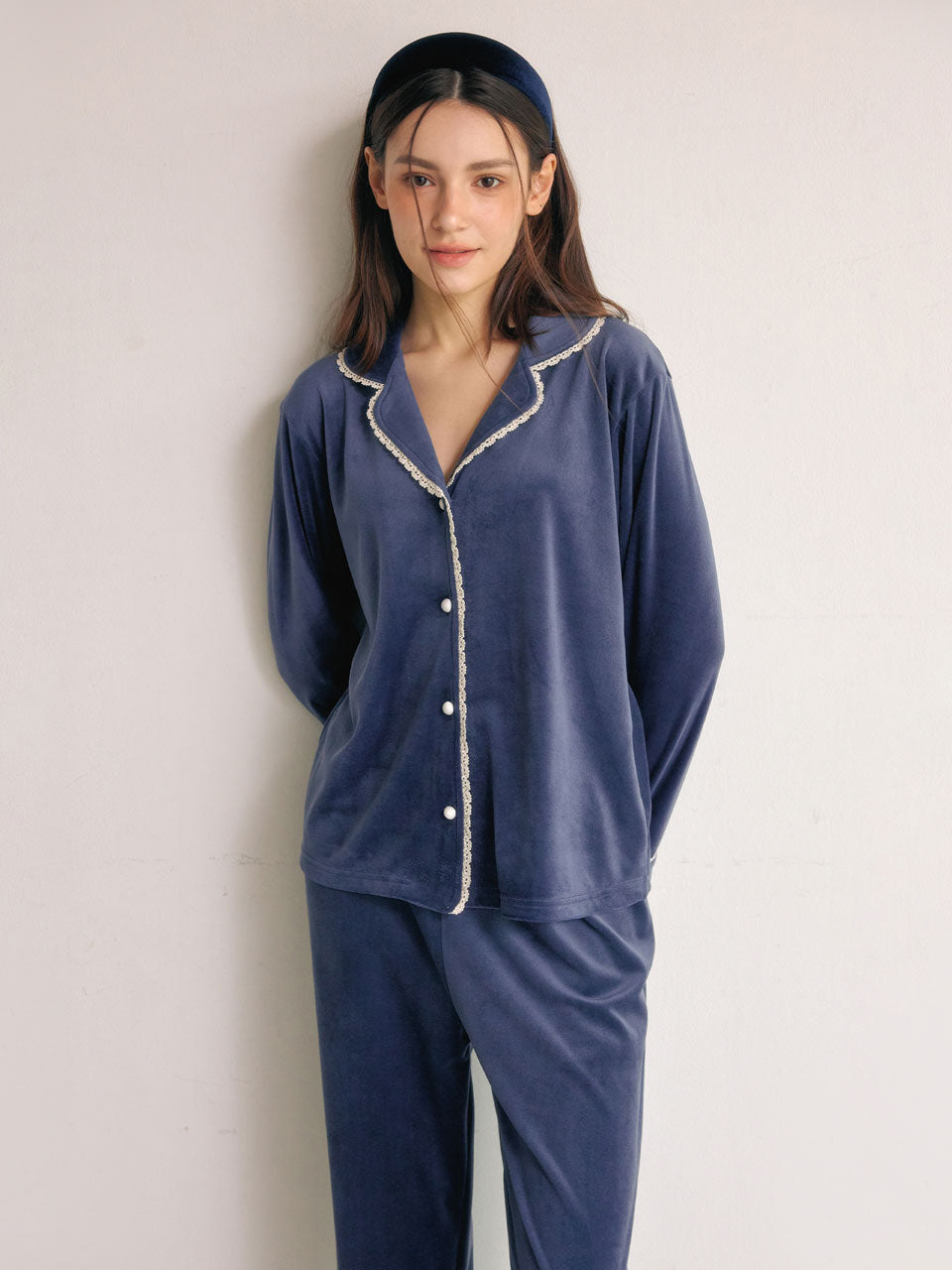 LUNALUZ WOMEN Versailles Square Neck Modal Cotton Shirt Pajama Set