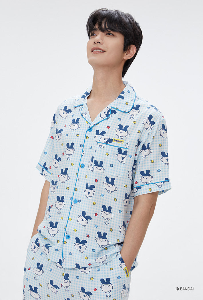 [SPAO X Tamagotchi] Short Sleeve Pajama Set - BLUE - XL