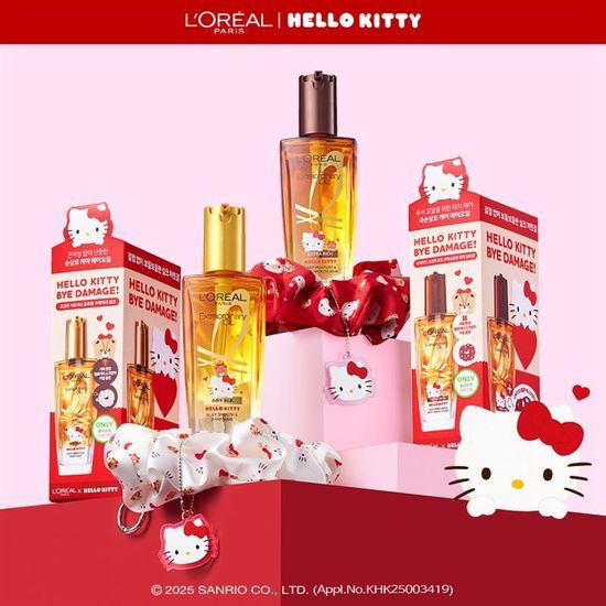 L'Oreal Paris Hair Oil Essence (HELLO KITTY Edition) + Scrunchie & Keyring