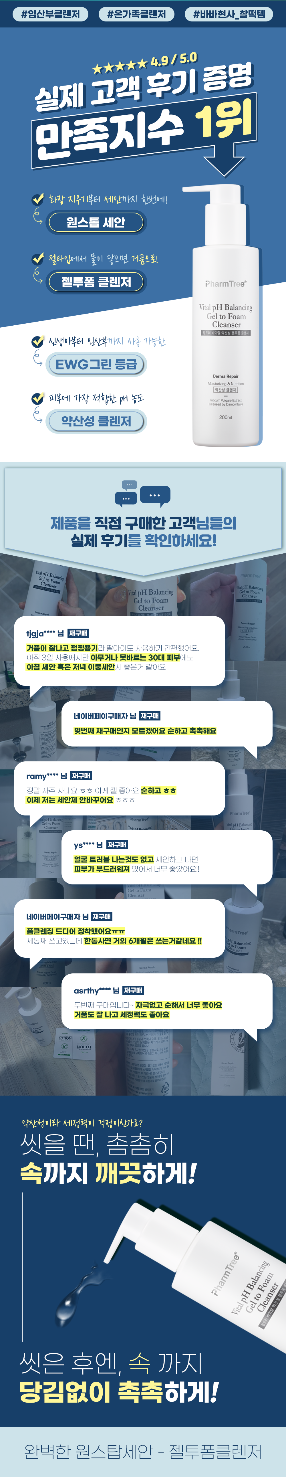 PharmTree - VITAL pH Balancing Gel to Foam Cleanser 200ml [K-Pharmacy Item]