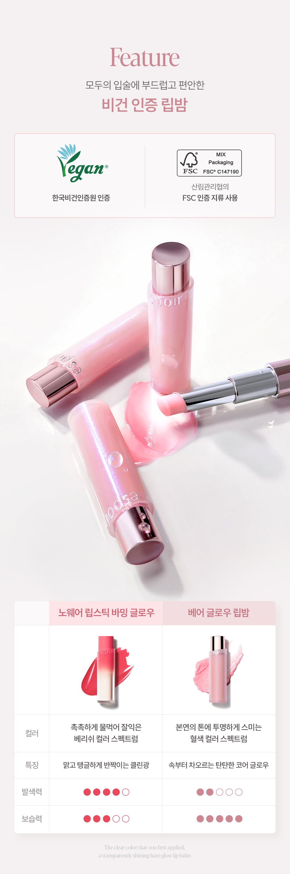 Espoir - Bare Glow Lip Balm (+ Pouch & Hand Cream)