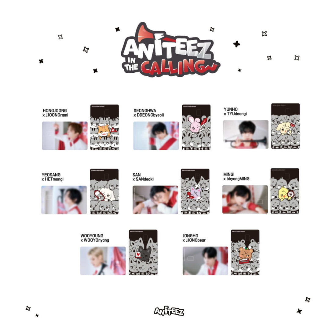 ATEEZ Aniteez Card Cover Sticker Set - JONGHO X JJONGbear