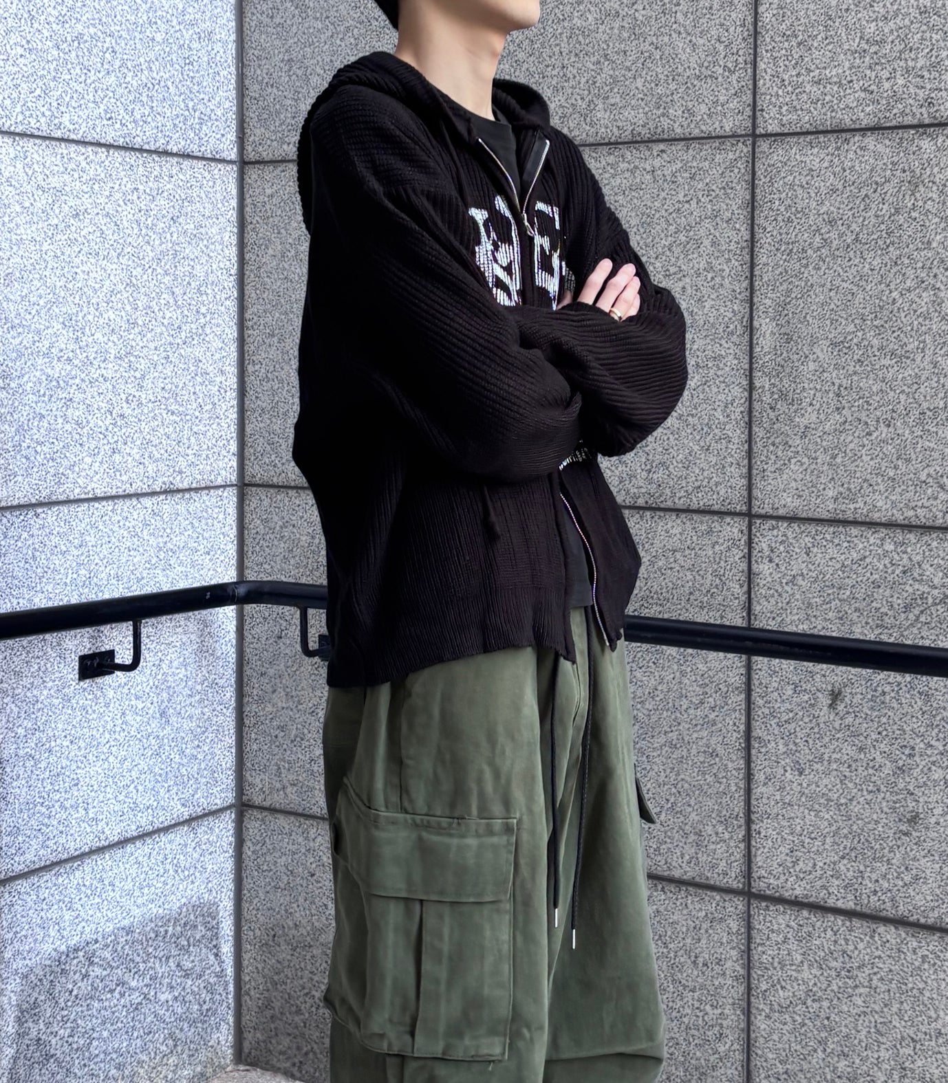 Huecloset - Lettering Hooded Zip-Up Knit (ATEEZ Wear)