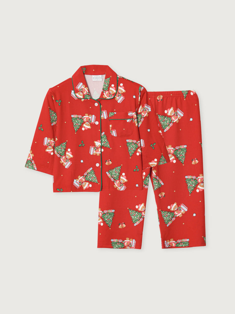 LUNALUZ GIRL Christmas Bear Pajama